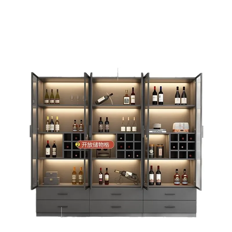 Wall-mounted wine cabinet, glass door, wine cabinet, living room wall-mounted integrated display cabinet, household figurine cab