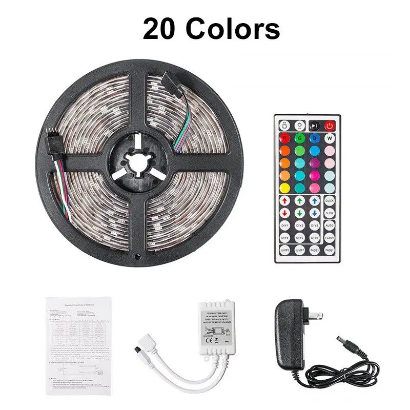 5 متر 300 LED IP65 مقاوم للماء قطاع ضوء سلسلة 12 فولت 2835 RGB IR تحكم محول