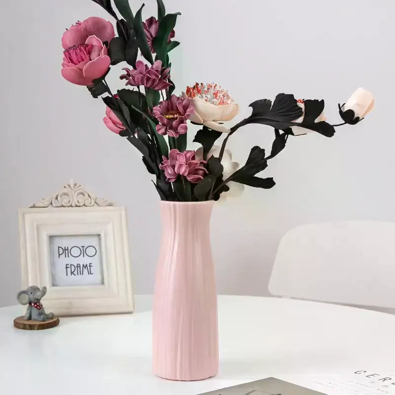 Plastic Dried Flower Vase With Minimalist Geometric Plastic Flower Pot Living Room Small And Fresh Flower Arrangement Decoration