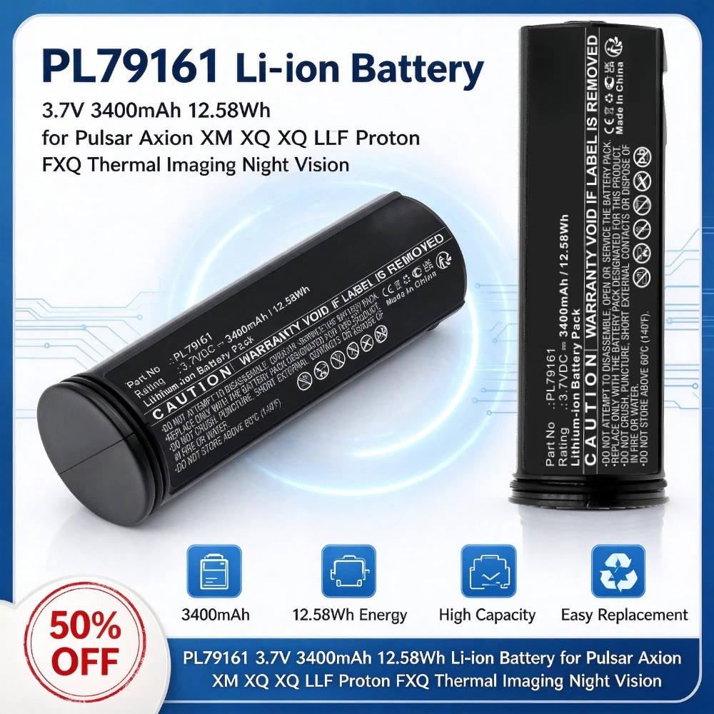 PL79161 3.7V 3400mAh 12.58Wh Replacement Li-ion Battery for Pulsar Axion XM XQ XQ LRF Proton FXQ Thermal Imaging Night Vision
