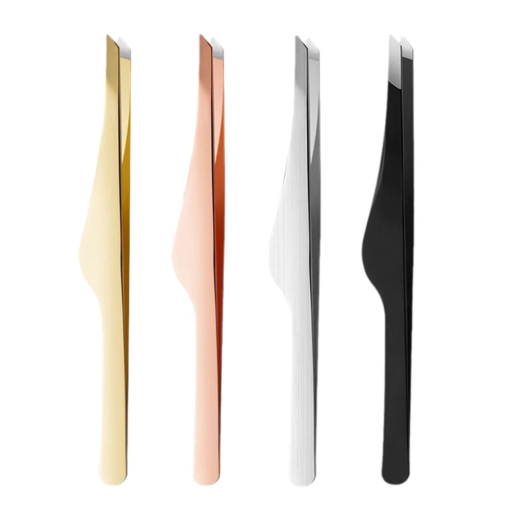 Pincettes à sourcils de précision en acier inoxydable, applicateur de cils, Extension de cils, accessoires de beauté professionnels, 4 pièces
