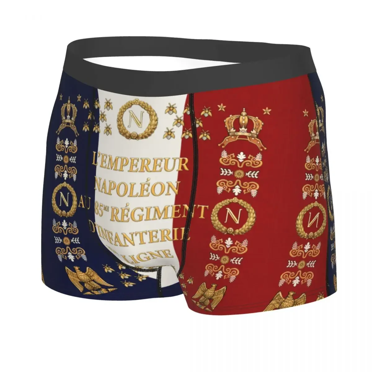 Male Cool Napoleonic French 85th Regimental Flag Underwear France Fleur De Lis Boxer Briefs Breathbale Shorts Panties Underpants