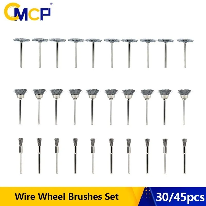 CMCP 30/45pcs Stainless Steel Wire Brush Disc For Metal Polishing Wheel Brush for Dremel Rotary Tool Accessories Abrasive Tool