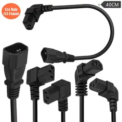 C14 Male Panel With Fixed Hole To C13 Female 90 Degree Elbow Extension Plug-In Power Cord, 0.75mm ² Copper Core AC Power Cord