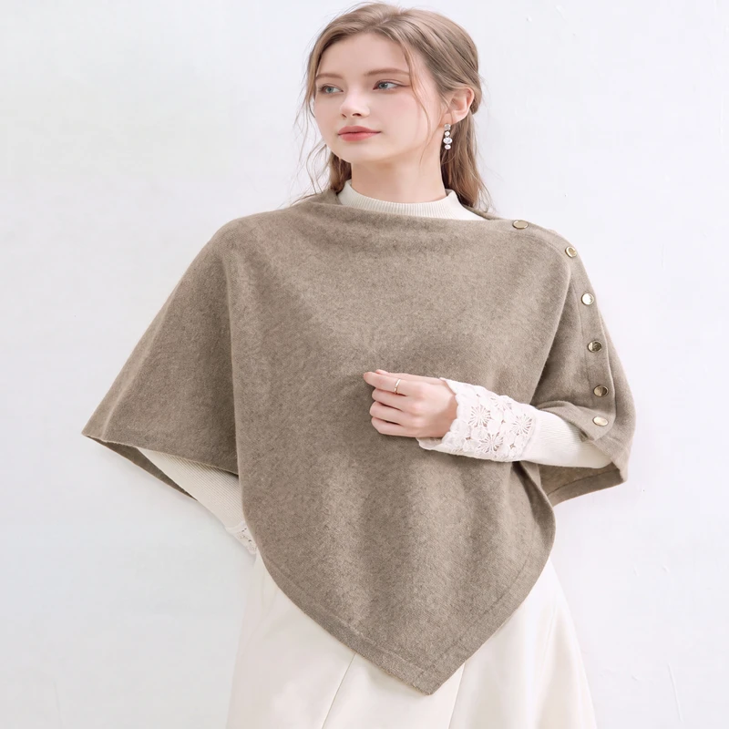 FRSEUCAG  New Women's 100% Pure Wool Shawl Solid Color Knitted Fashion Trend Autumn and Winter Women's Long Wool Shawl 4 colors