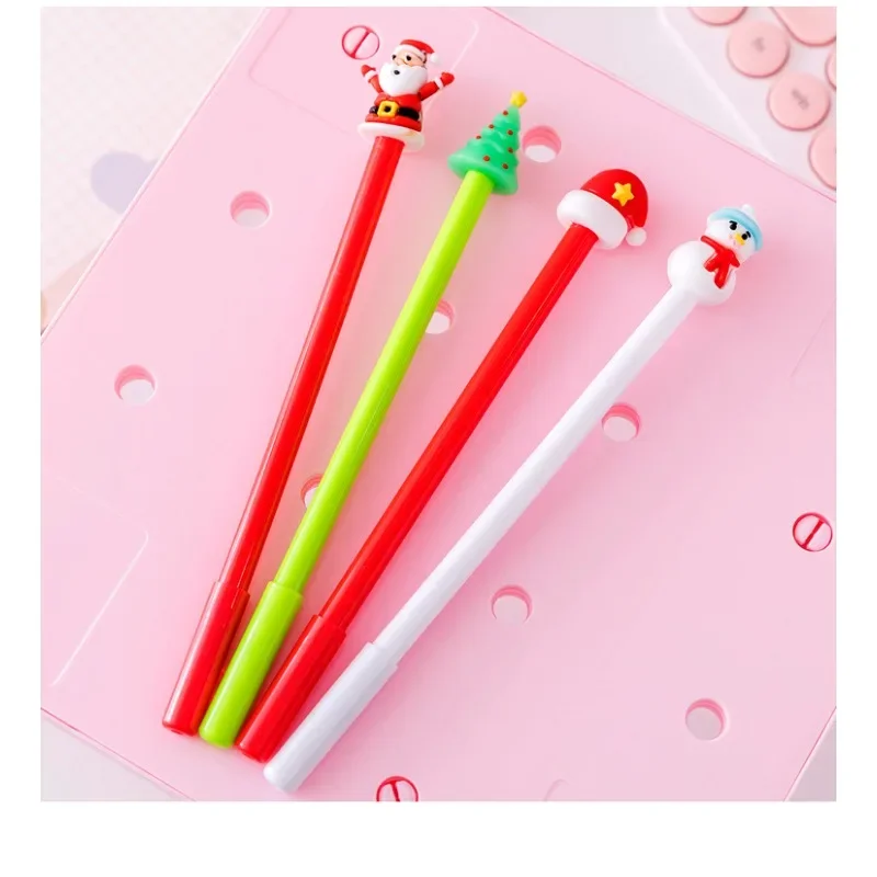 12Pcs Christmas Cute Creative Snowman Santa Hat Claus Neutral Pen, Christmas Elements Stationery