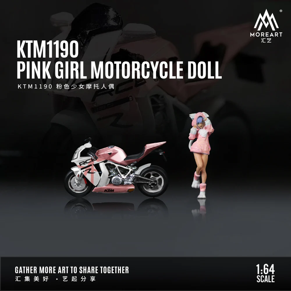 MoreArt 1/64 KTM1190 Conjunto de boneca de resina rosa para motocicleta