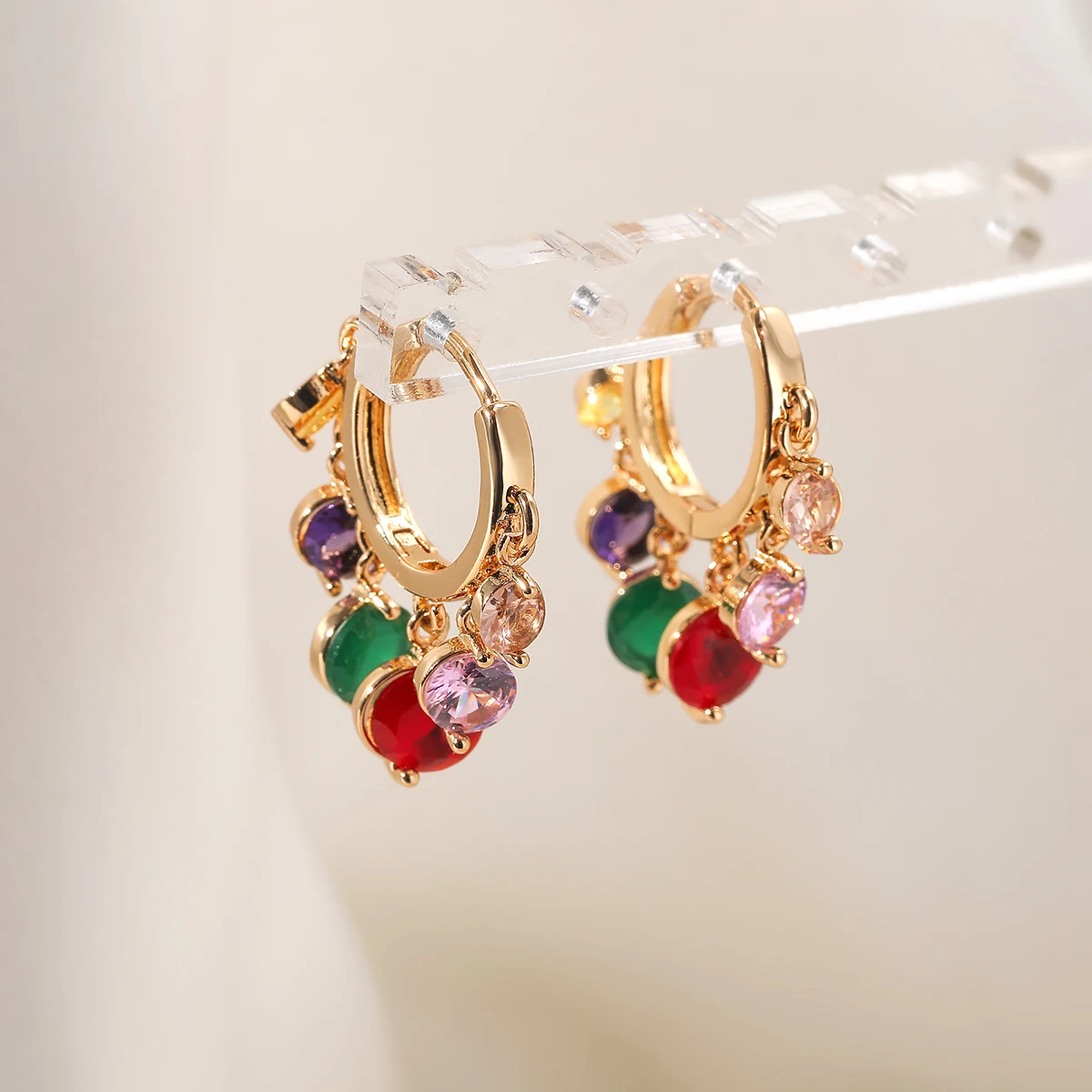 NEWBUY 2026 موضة جديدة ملونة تشيكوسلوفاكيا الزركون كريستال النحاس مجوهرات حساسة الذهب/الفضة اللون إسقاط أقراط للنساء هدية