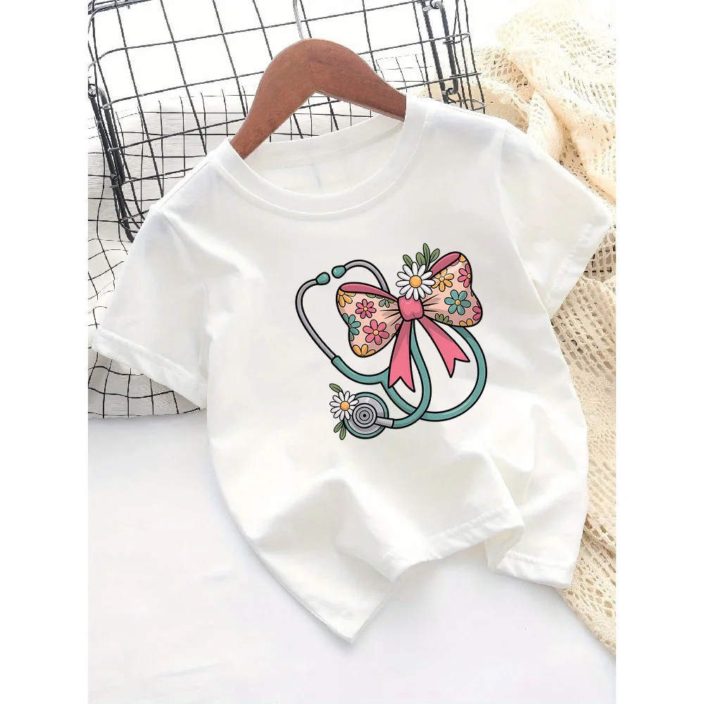 Summer Popular Round Neck Children's T-shirt Loose Comfortable  Fashionable Casual Simple  Versatile  Cute Printed Tops