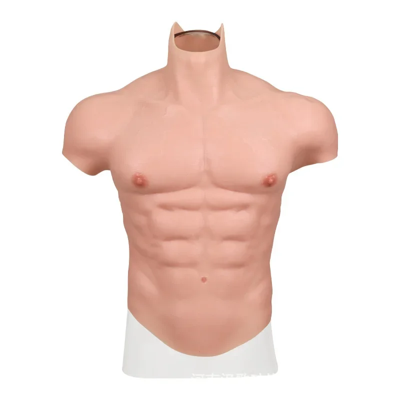 Short Sleeve Muscle Wear Hunk Crew Neck Silicone False Abs Simulation Pest Muscle False Master Equipment