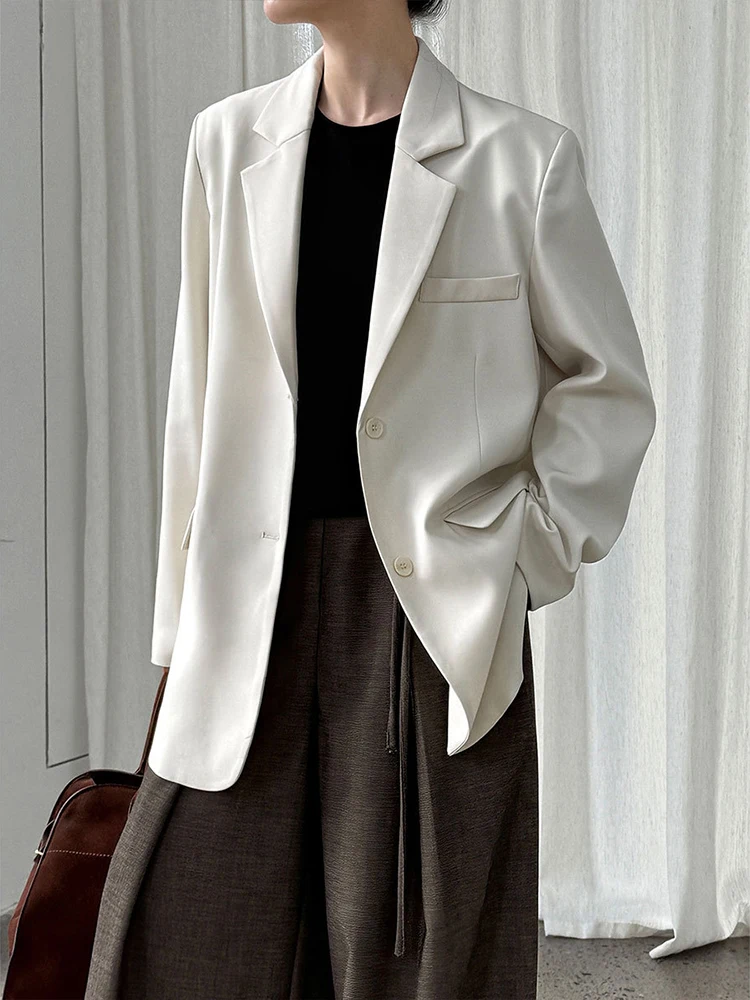 FANAN オフィスレディバックスリットデザインブレザー女性のためのシングルブレストソリッドフィット女性コートエレガントなジャケット 2025 秋の新