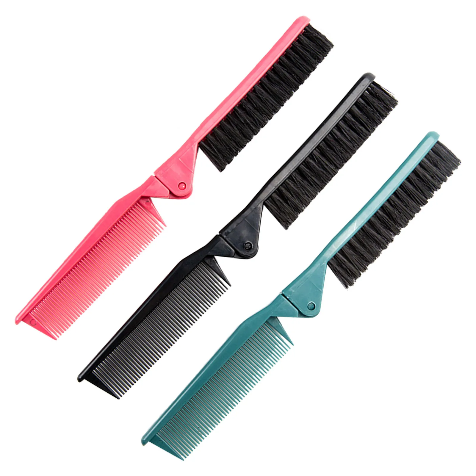 3 قطع مشط شعر قابل للطي للسفر، مقبض مريح، تصميم قابل للطي، استخدام مزدوج الجانب للرجال والنساء، سهل الحمل للمغامرة الخارجية