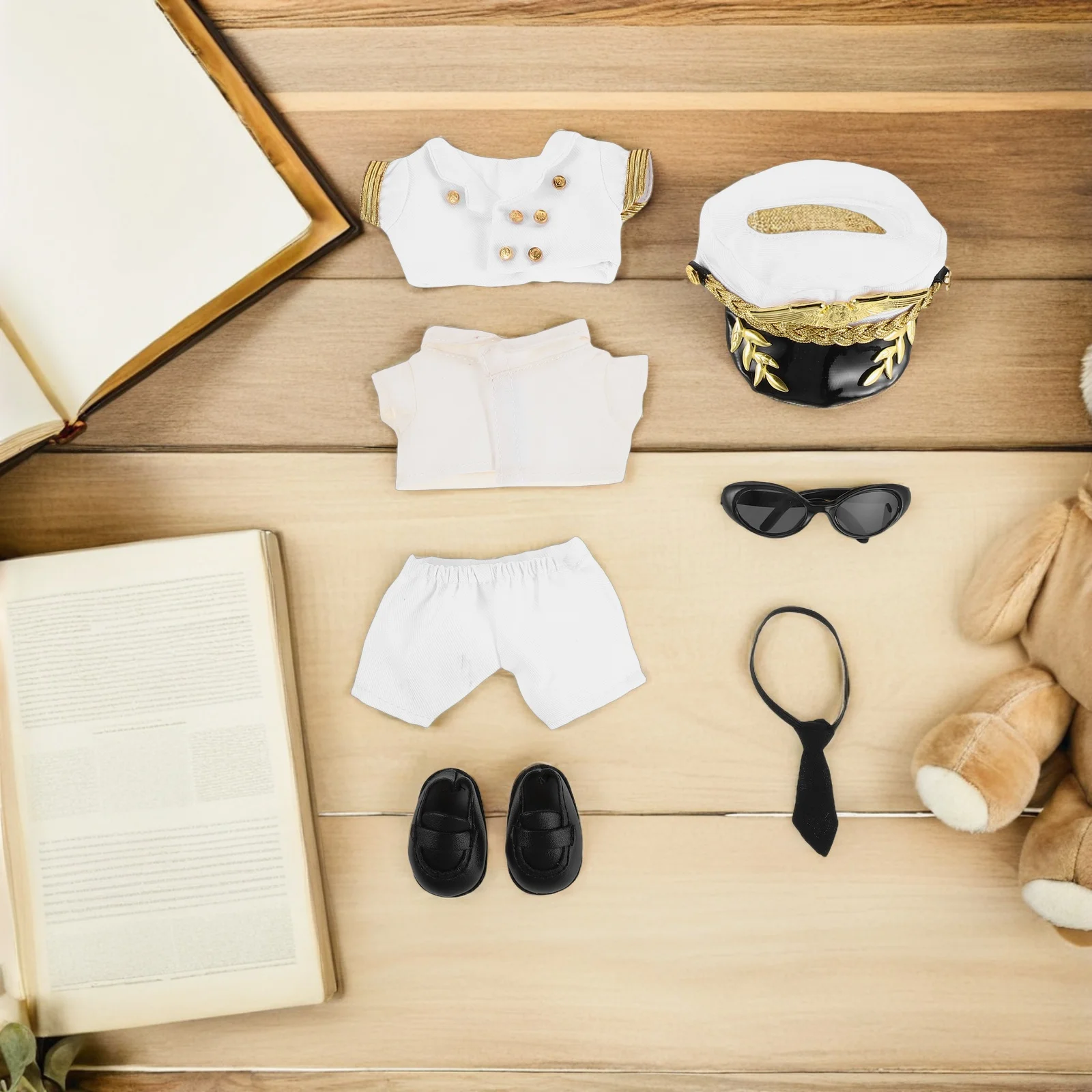 1 set di costumi da pilota, outfit da capitano per animali di peluche, accessori di ricambio riutilizzabili per la collezione di giochi di ruolo