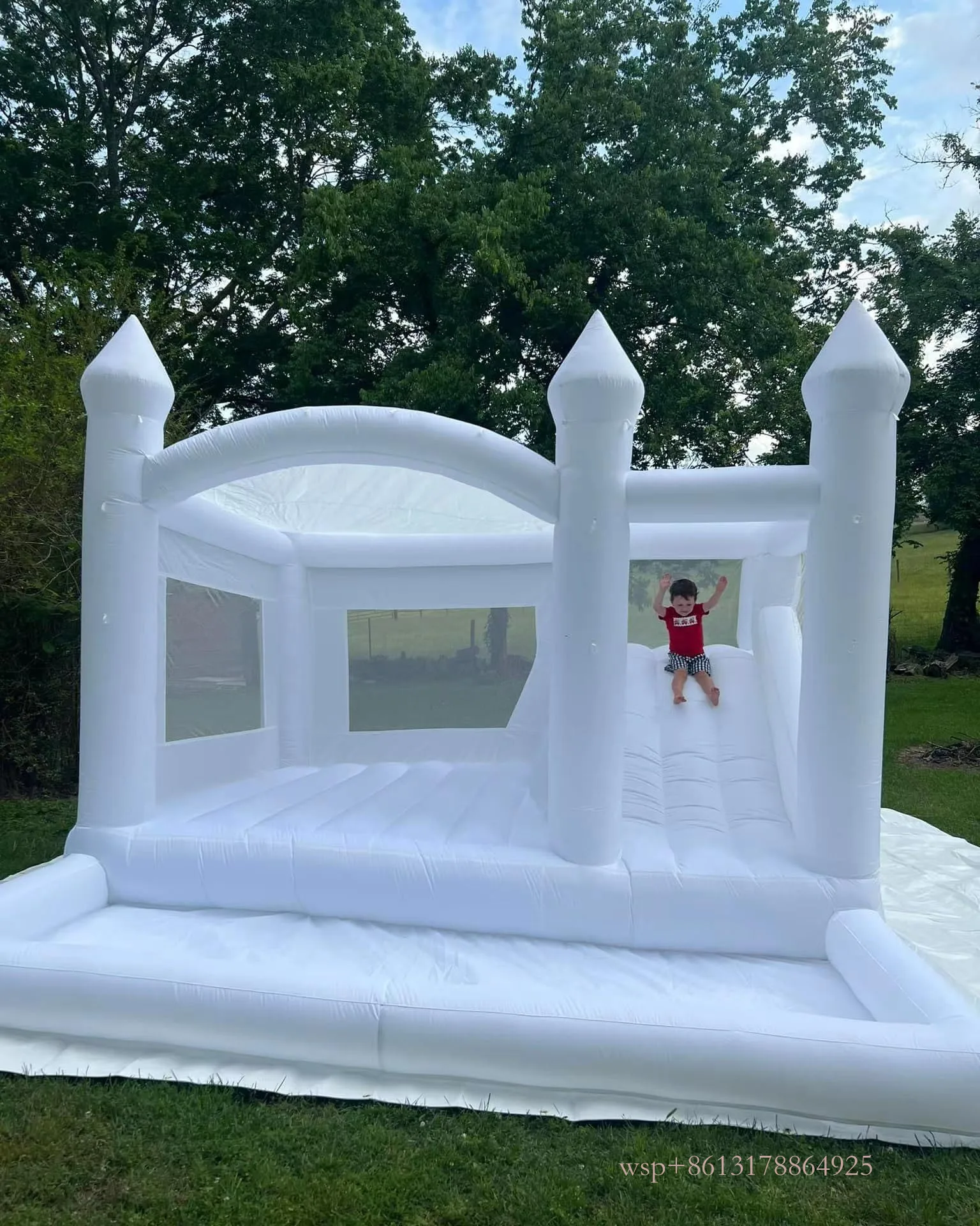 Houses Infiatable With Slide 15Ft White Bounce Jumper Bouncy Castle Oxford Wedding Tent For Party Backyard