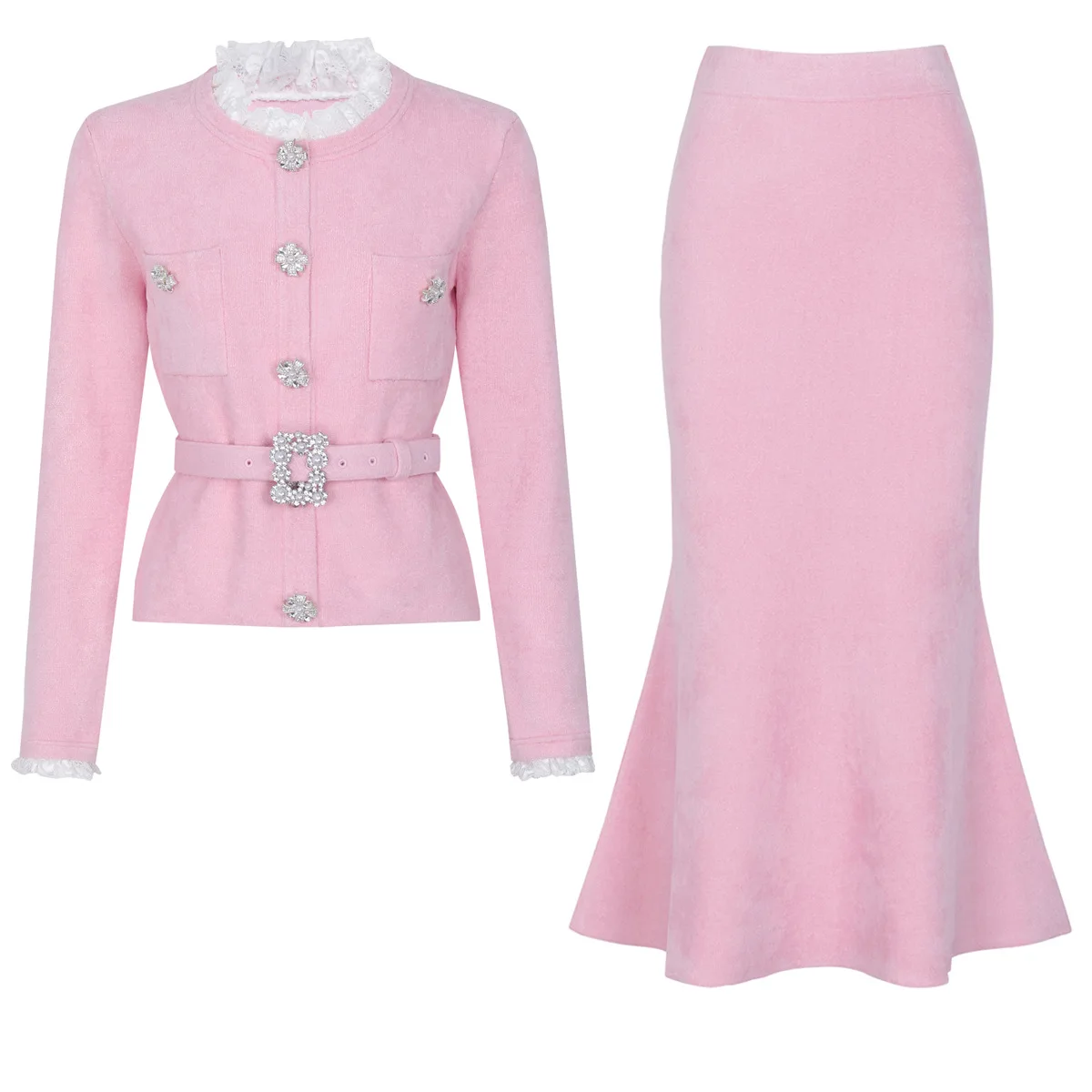 

ZJYT Spring Autumn Fashion Women Long Sleeve Knitted Cardigans Tops Ruffled Lace Collar Sweaters Party Single Breasted Knitwears