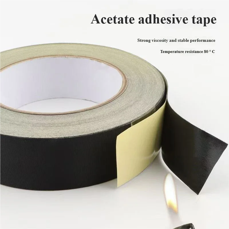 Acetat-Gewebeband für die Reparatur von Mobiltelefonen und LCDs, hochtemperaturbeständiger Klebstoff, 30 m, Schwarz