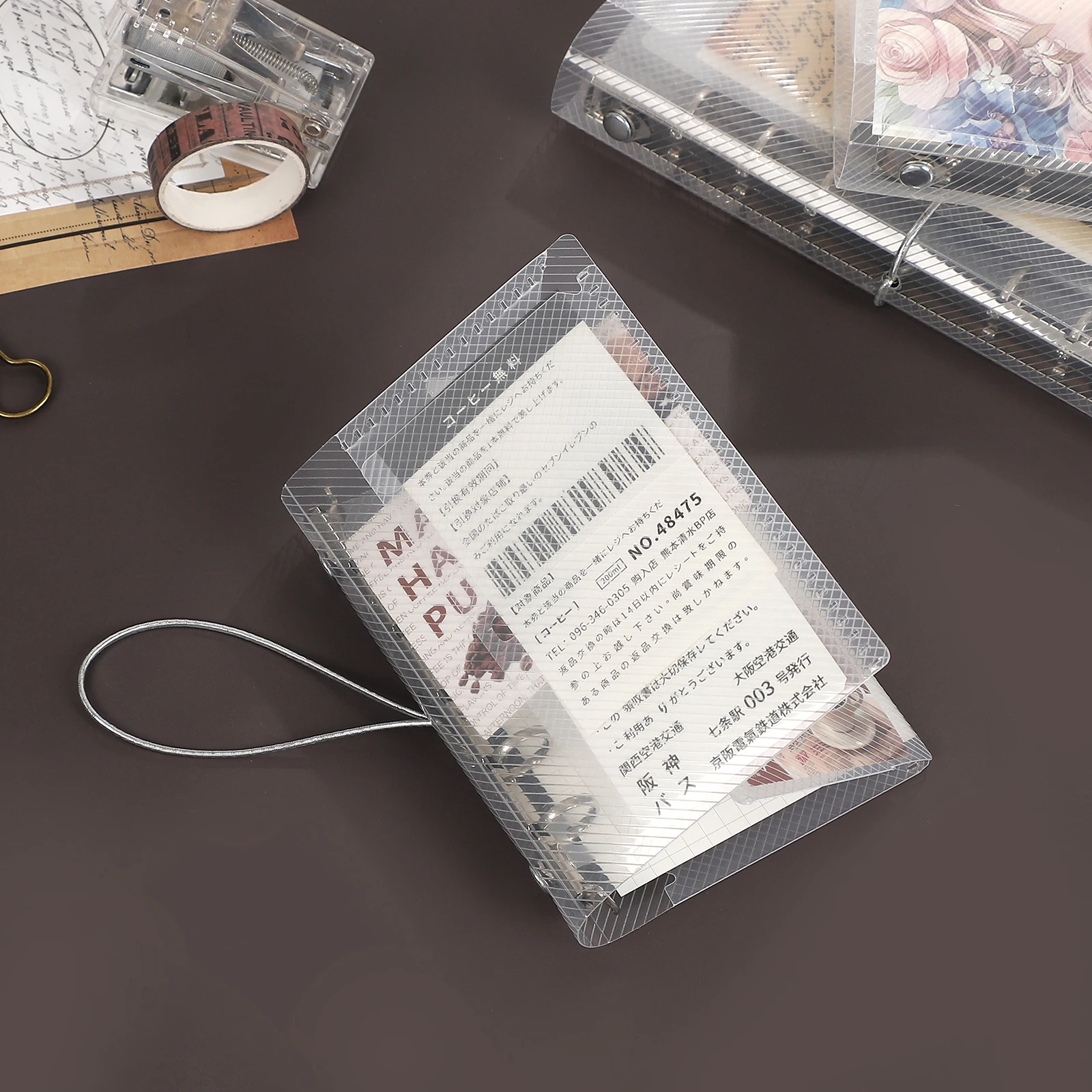 Twill PP Three-fold Loose Leaf Notebook Case Transparent Manual Storage Shell Creative DIY Journal Material Collage Stationery