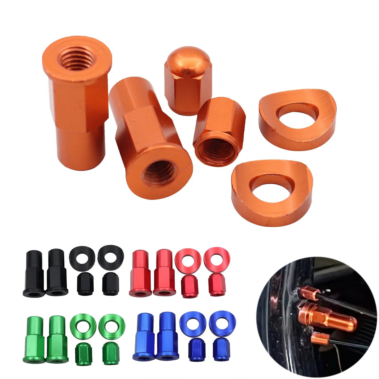 Rim Lock Nuts Bolts Spacer Valve Cap Motocross Dirt Bike For Yamaha YZ YZF TTR KTM Honda Kawasaki Suzuki BMW Husqvarna GasGas