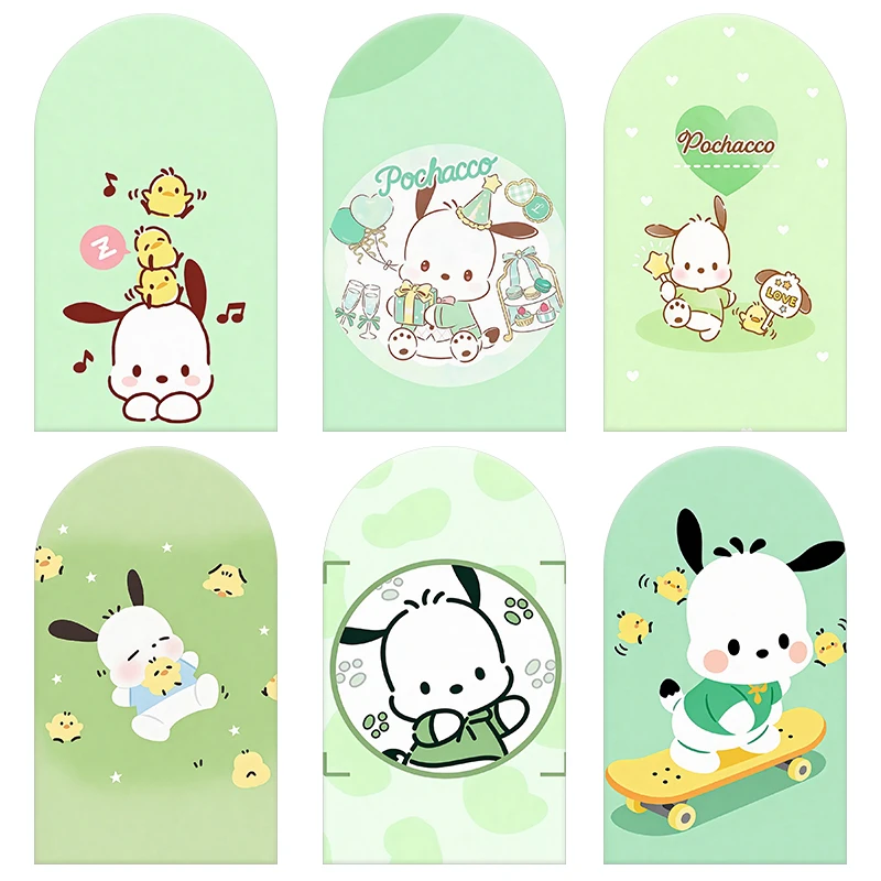 

Pochacco Cute Cartoon Theme Arch Backdrop Cover Fresh Green Scene For Kids Birthday Baby Shower Photo Booth Decor Background