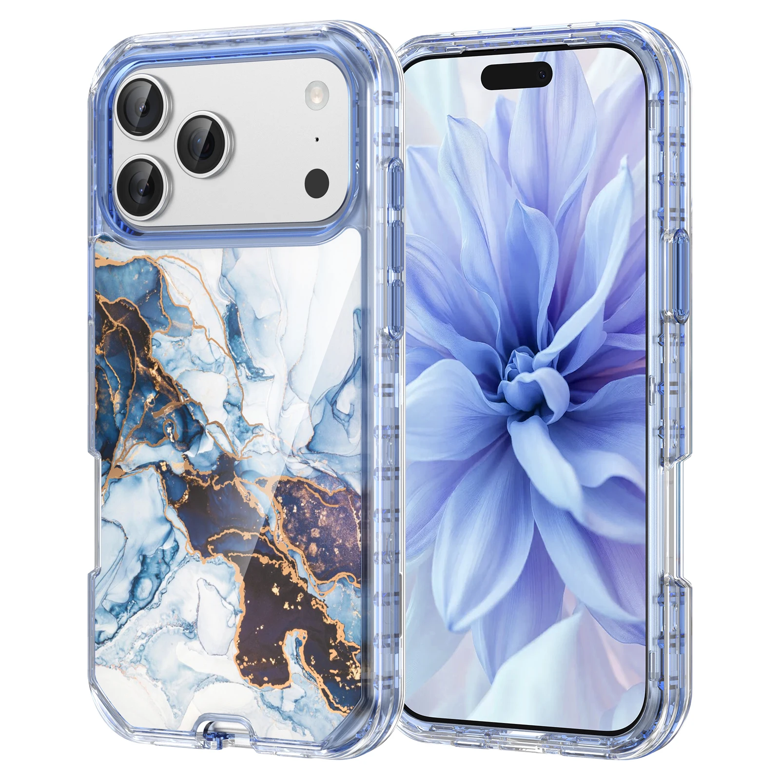 

Shockproof Hybrid Triple Layer Stone Marble Pattern Phone Case For iPhone 17 Pro Max 16 15 14 13 12, Hard Protection Cover Funda