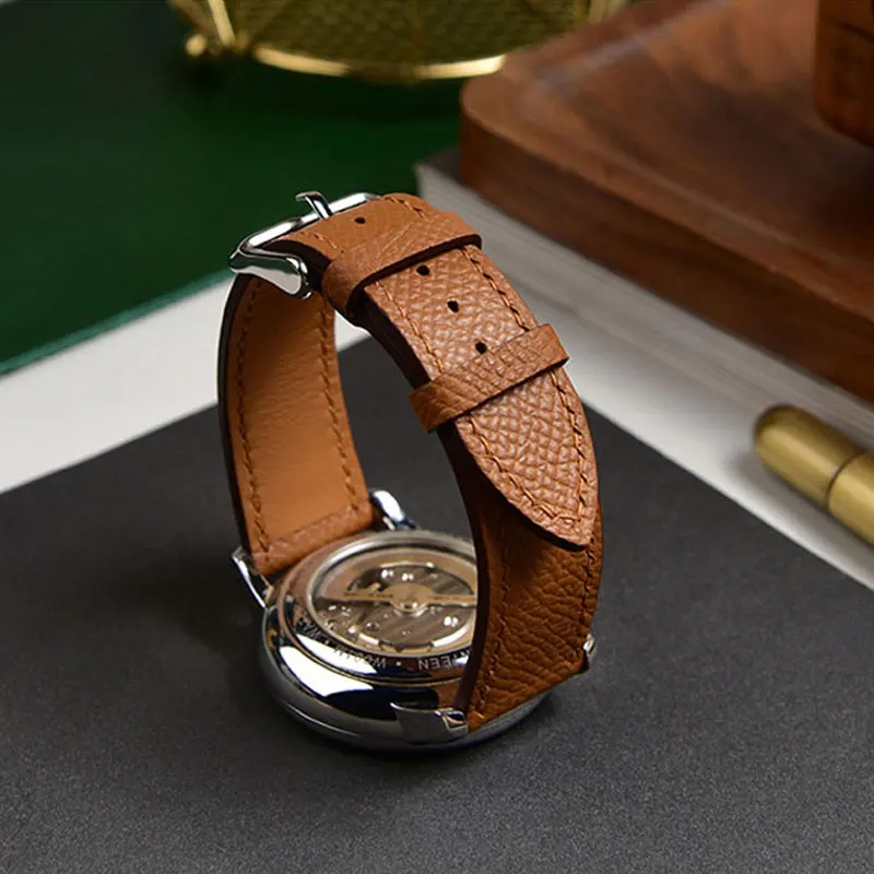 FUYIJIA 16MM~22MM Epsom Cowhide Watchbands Master Handmade Custom Brand Watch Substitute Strap Pin Buckle Genuine Leather Belt