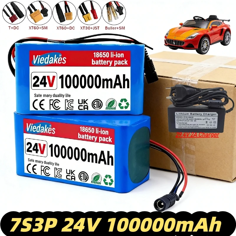 

Аккумуляторный блок 7S3P, литиевая батарея большой емкости 24 В, 100000 мАч, для электрической инвалидной коляски, игрушечной машинки, + комплект с зарядным устройством. ♻️