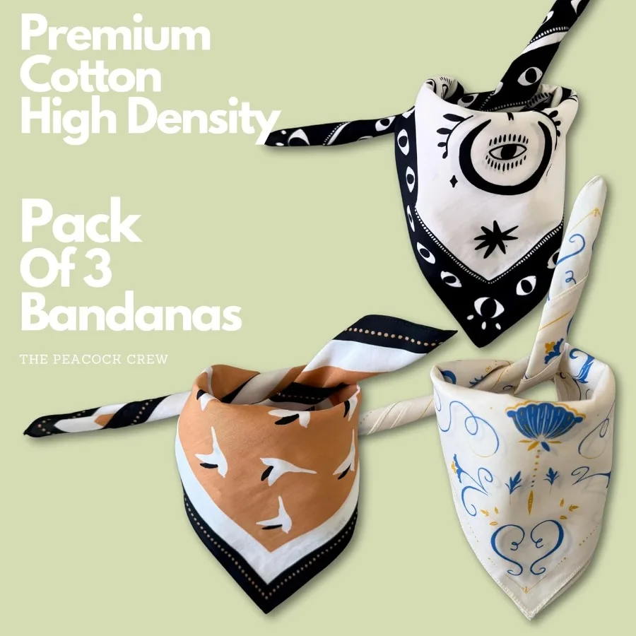 مجموعة عصابات مصممة من القطن الناعم الفاخر للرجال والنساء مقاس 22 × 22 بوصة إكسسوار أزياء متعدد الاستخدامات للمغامرات الخارجية