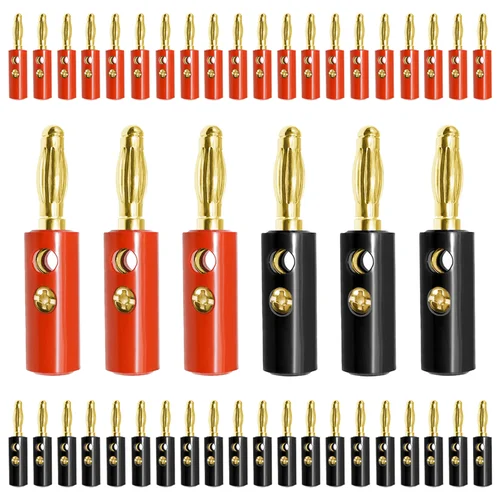 Conector Banana chapado en oro para altavoz, Conector de bocina de 40/200 piezas, 4mm, Compatible con Cable de altavoz de hasta 3mm de diámetro