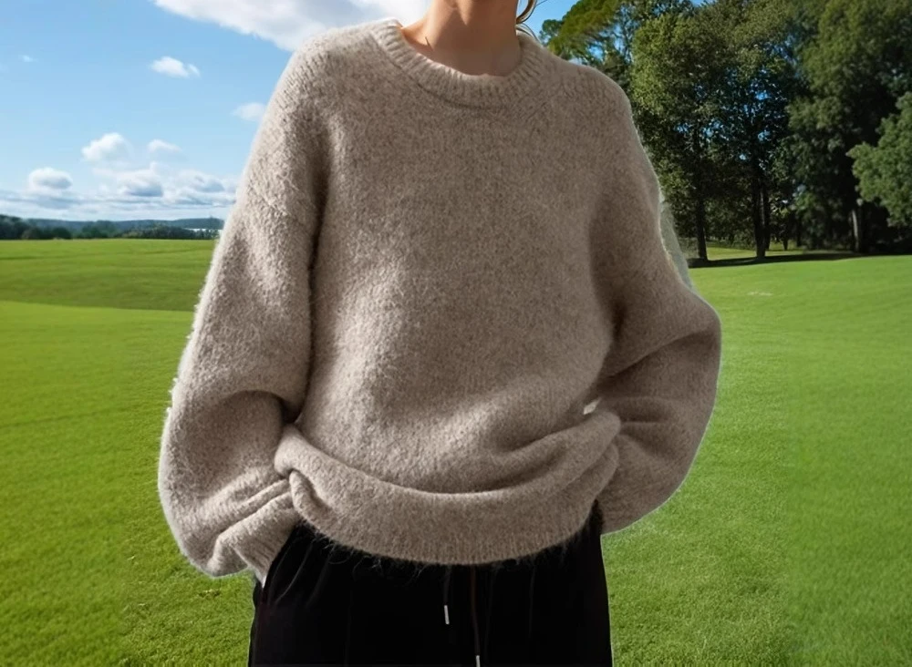 2025 가을 겨울 신상 니트 루즈 스웨터 두꺼운 캐주얼 패션 다용도 여성 라운드 넥 풀오버