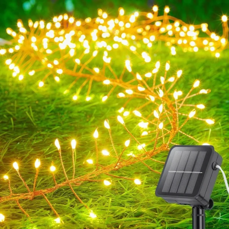 

Solar Powered 8 Functions Firecracker String Light Outdoor Waterproof Garland Fairy Light for Wedding Christmas Holiday Decor