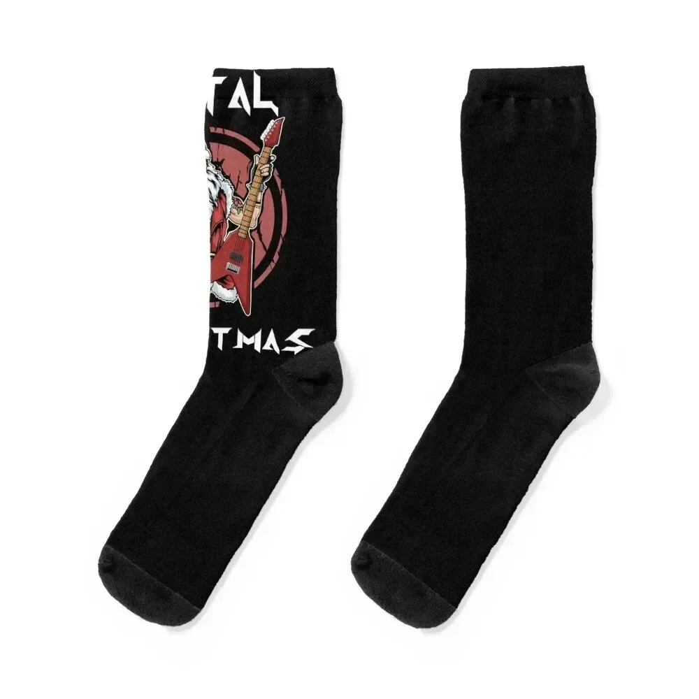 Heavy Metal Christmas Metalhead Santa Rock Horns Death Metal Socks sport luxury gym Socks For Men Women's