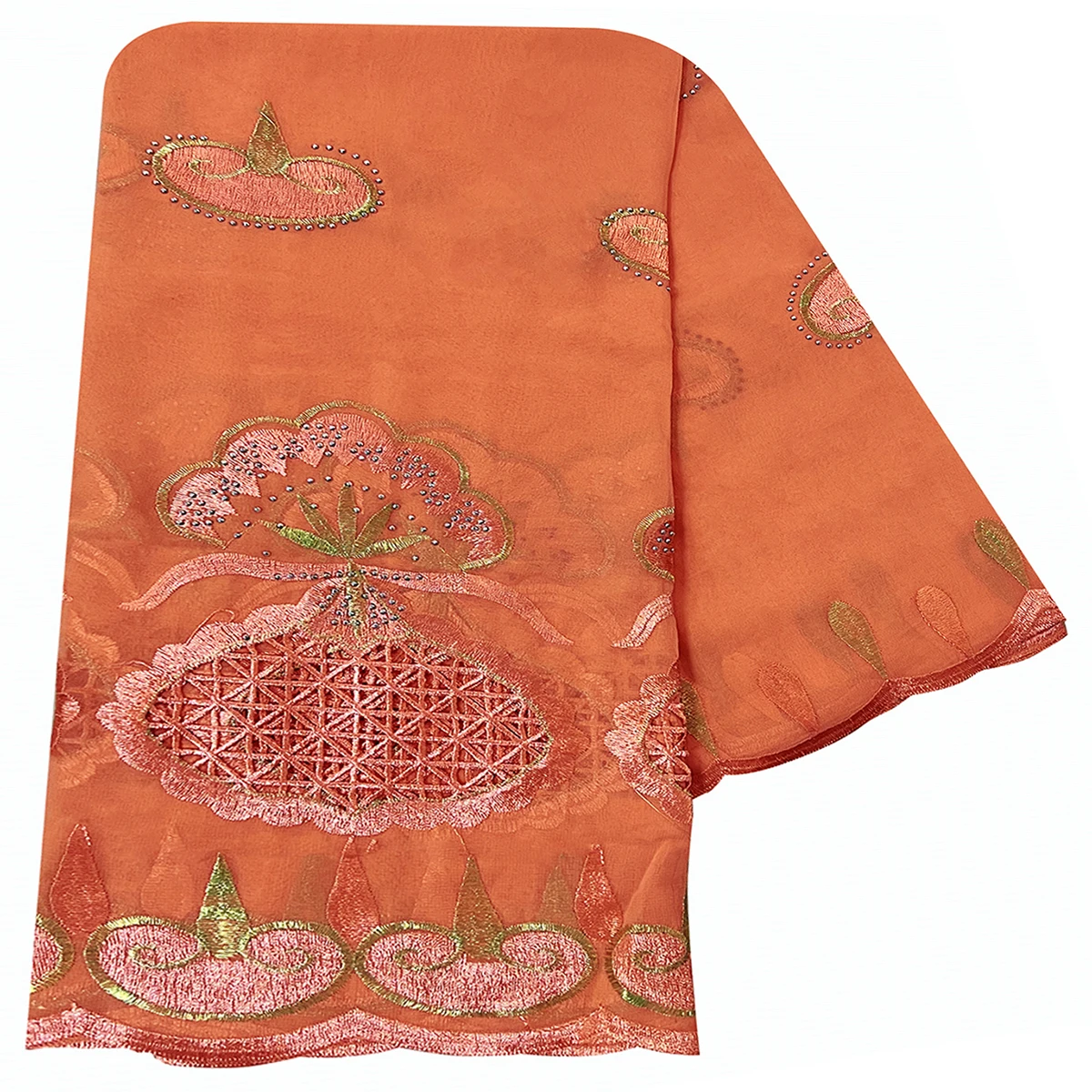 

2025 Latest African Women High Quality Chiffon Material Scarf Big Circle Design Muslim Embroidery Hijab for Shawls Pashmina
