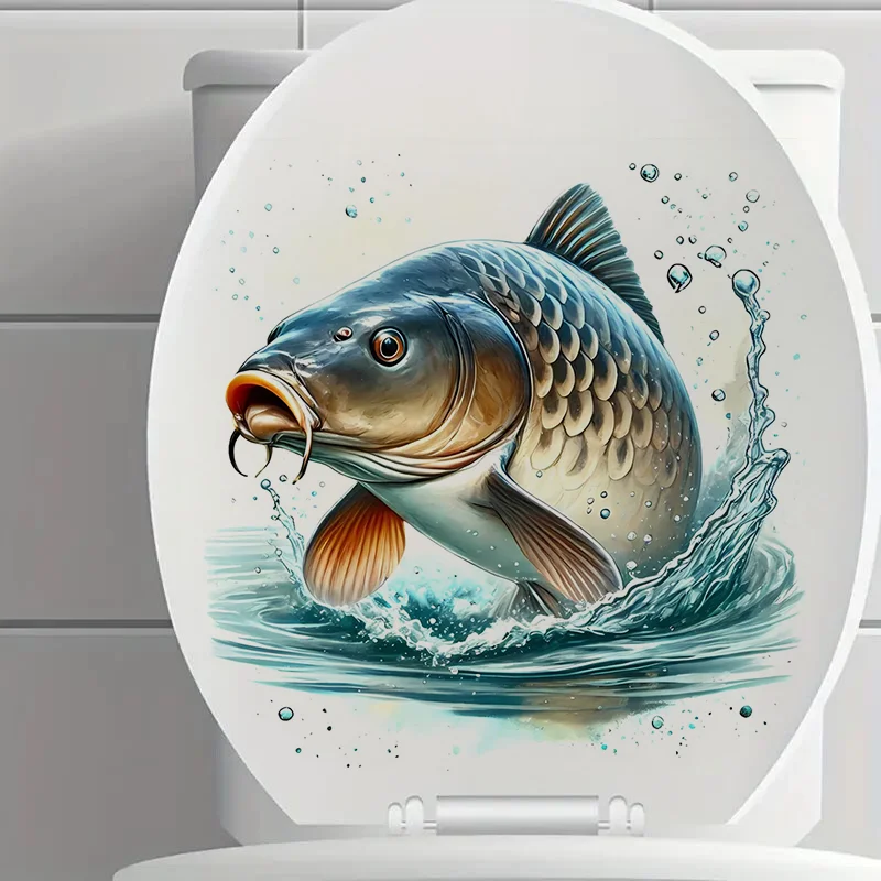 T2070#Carp Fish Toilet Stickers Decoration for Living Room, Wall, Bedroom