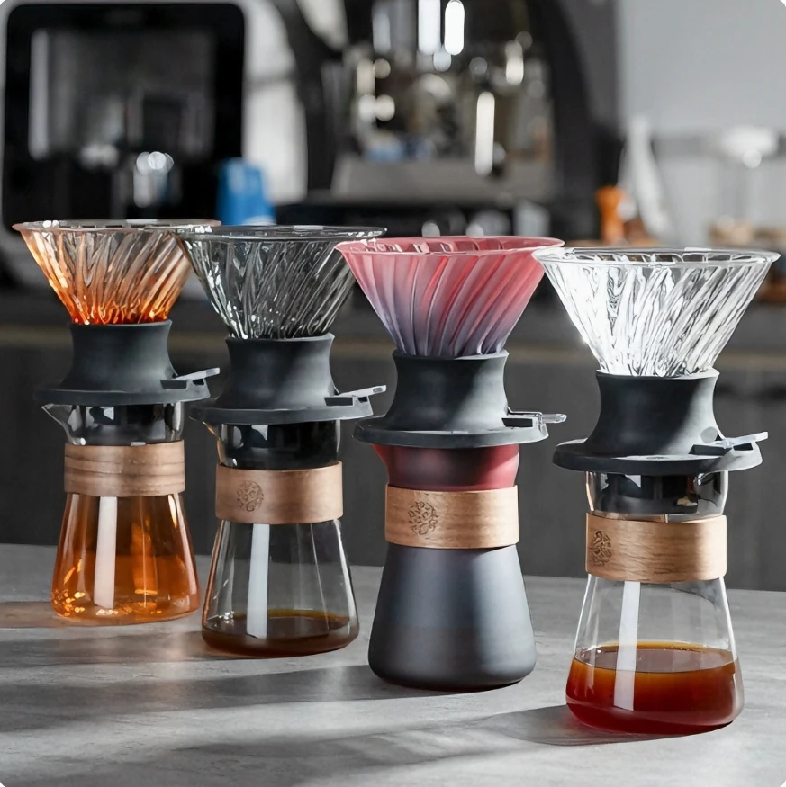 Pour Over Coffee Maker Set, Heat‑Resistant Dripper Filter Cup with Coffee Sharing Pot, Hand Brew for Home & Office Daily Use