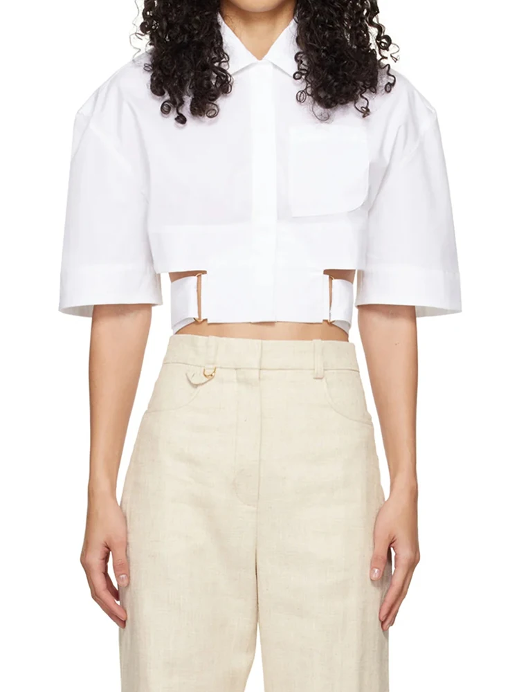 

Elegant White Versatile Women's Shirt Spring Summer 2026 New Unique Design Small Audience Shirt French Style Slim Fit Shirt