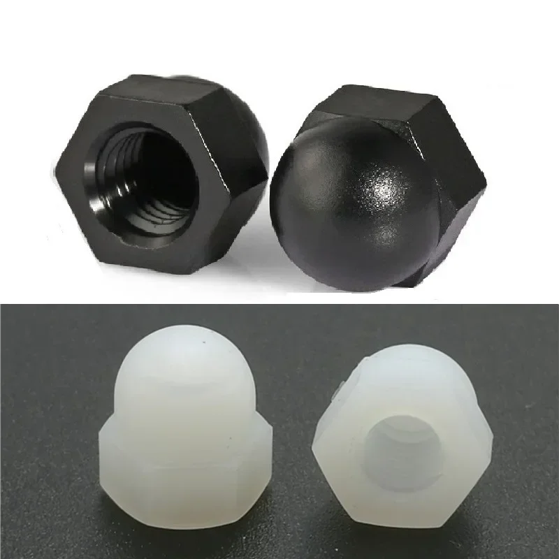 Swpeet 110Pcs 7 Sizes Metric Nylon Acorn Cap Nuts – M3 M4 M5 M6 M8 M10 M12, Hex Dome Head, Decorative & Insulating, Corrosion Resistant
