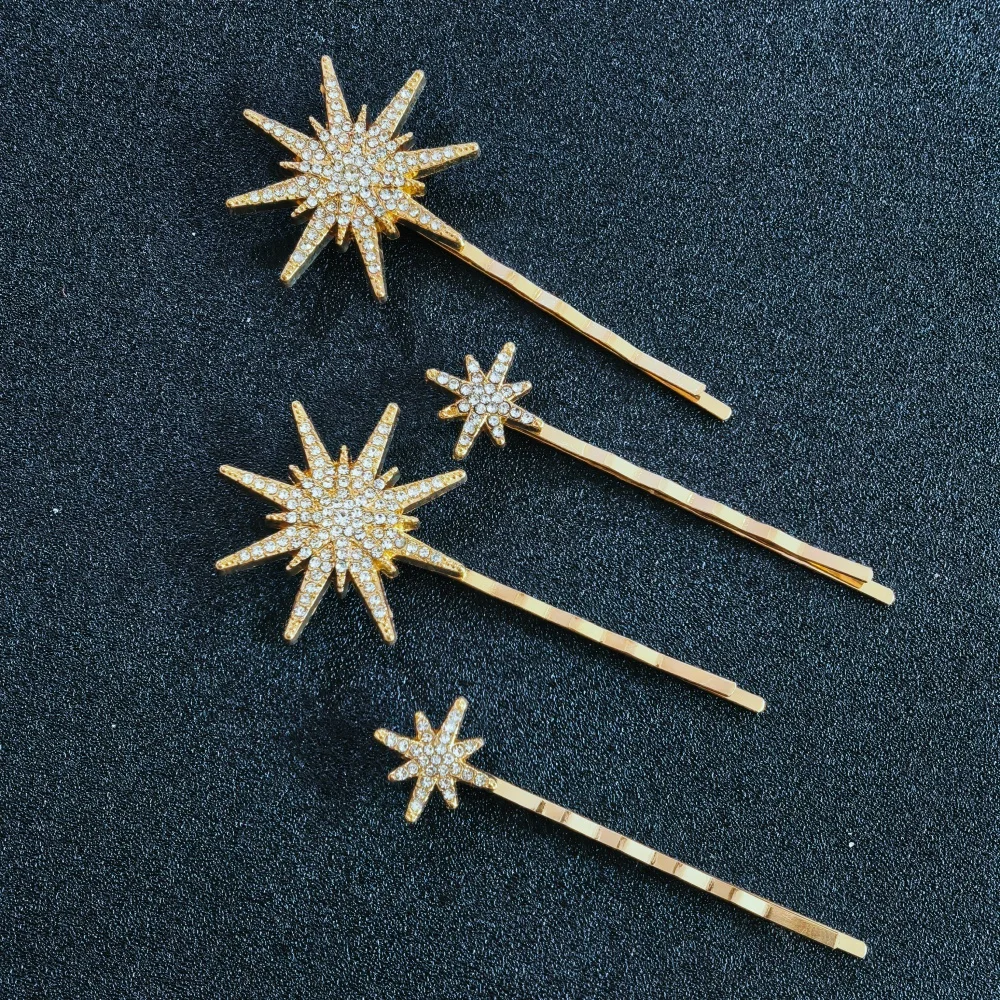 3/4-teiliges Set Kristall-Stern-Haarnadeln für Frauen und Mädchen, Metall-Haarspangen, Luxus-Haarnadeln für Damen, Hochzeits- und Braut-Haaraccessoires – Detail 10
