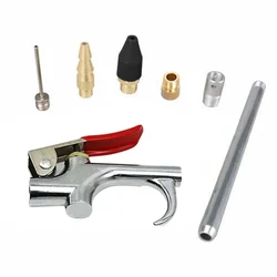 Complete 7 piece Kit of Air Compressor Blow Nozzle Tip Needle Inflation Blower Accessory for Hard to Reach Areas
