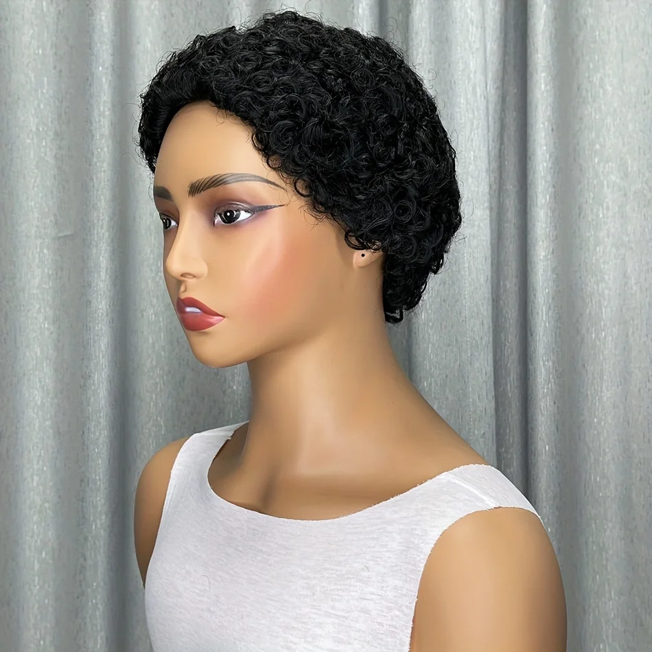 Pixie Cut Wigs Short Afro Kinky Curly For Women Human Hair 150% Density Human Hair Wigs Glueless Machine Made Wig