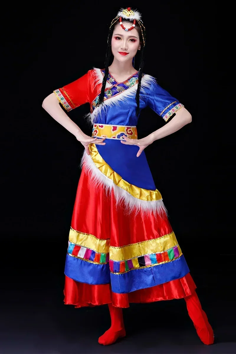 High quality Tibetan dance performance costumes Ethnic minority dance performance costumes Xizang Zhuoma Square dance suit