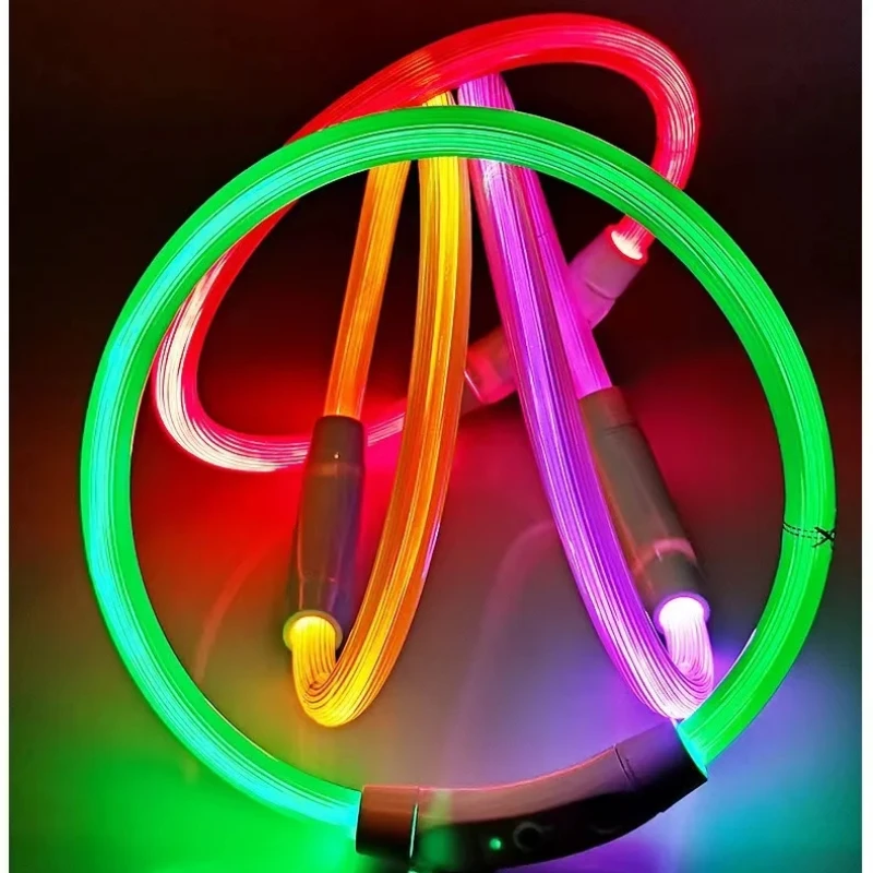 40/50/70cm Led dog collar USB rechargeable pet dog glow-in-the dark charging collar Luminous necklace collar safety night light image 2