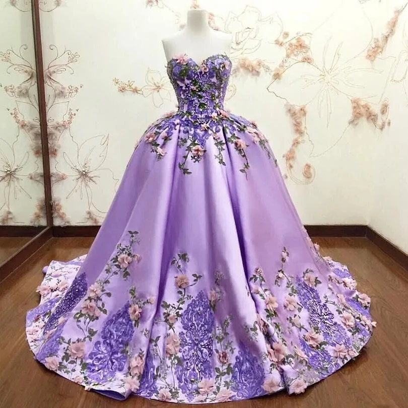 فستان حفلة موسيقية رسمي من Ashely Alsa بلون بنفسجي من فساتين Quinceanera مقاس 3D-Floral فساتين حفلة موسيقية رسمية حلوة مكونة من 16 فتاة لحفلات أعياد الميلاد من Vestido De 15