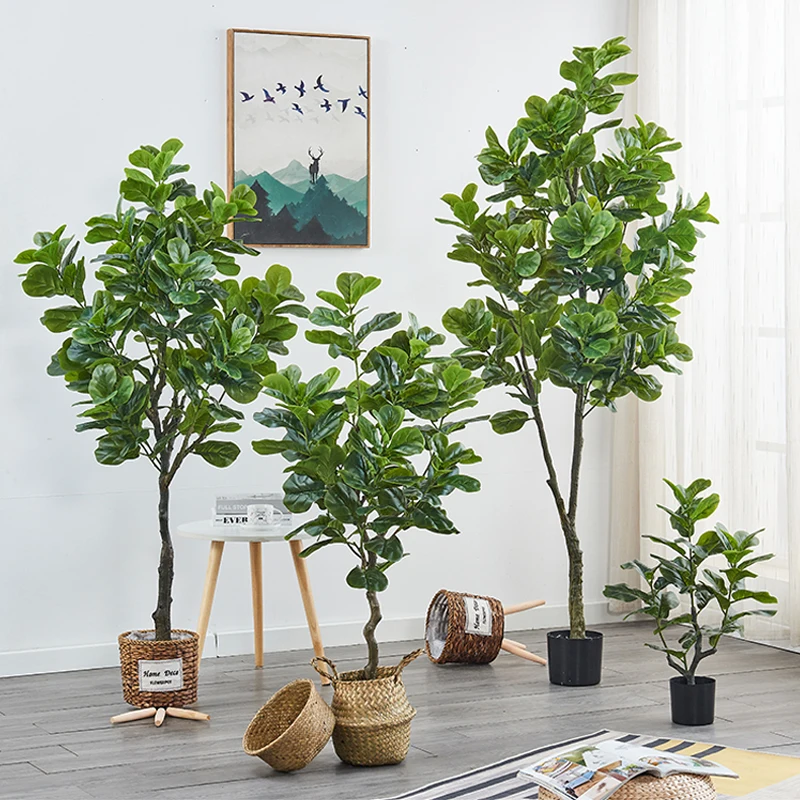 

Large Artificial Tropical Tree for Home Garden Decoration, Banyan Potted Plant, Real Touch, Banyan False Palm Leaf, Bonsai