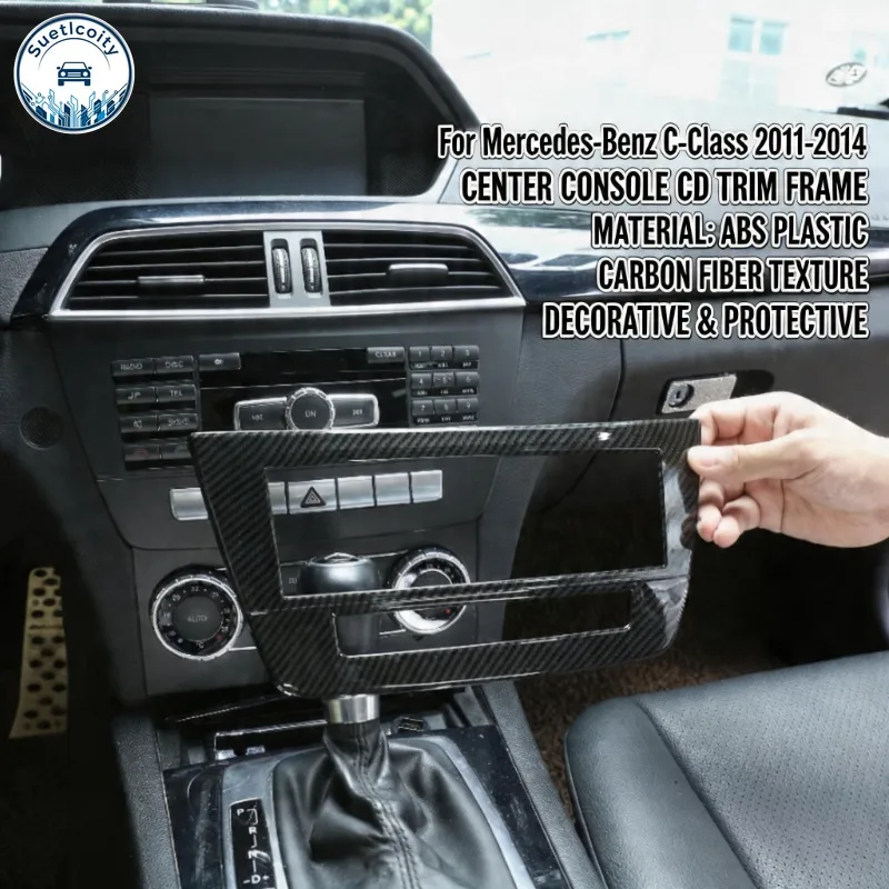 

For Mercedes Benz C Class W204 2011-2013 ABS Center Console CD Panel Frame Trim Interior Accessories