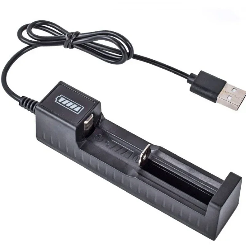 1 Slot Universal 18650 16340 21700 14500 Lithium Battery Charger USB Interface with Cable Smart Charger