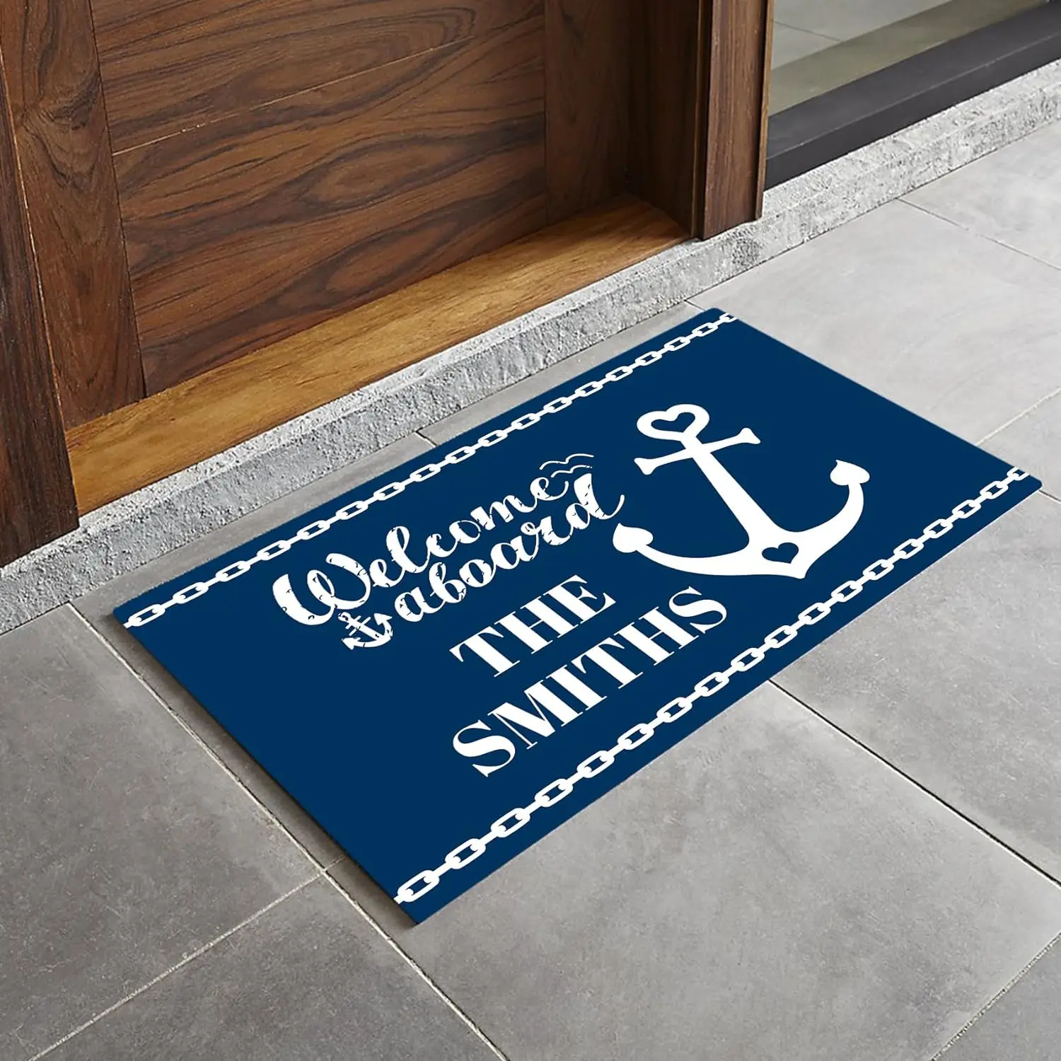 

Welcome Aboard Anchor Door Mat Personalized Boat Name Doormat Welcome Mat Funny Front Door Mat Indoor Outdoor Door Non Slip Rug