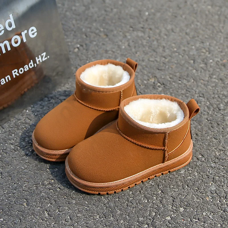 

Winter Fashion Children's Outdoor Plush Boots New Kids Warmth Girls Cotton Boots Non-slip Boys Ankle Thermal Boots Soft Bottom
