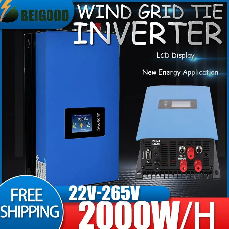 1000W 24V 48V Wind On Grid Tie Inverter with Limiter Wind Turbine Generator WiFi Monitor Battery Discharge DC22-90V to AC95-265V