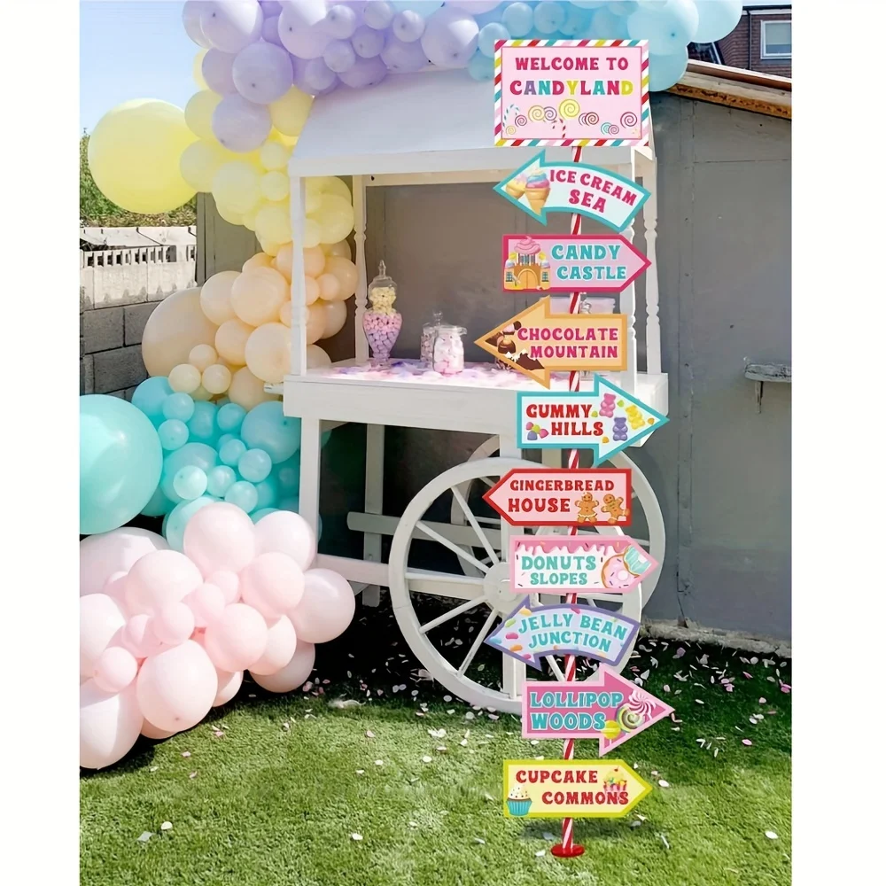 20 PCS Candyland Party Decorations-Candy Land Party Signs-Welcome Candyland Birthday Party Photo Prop-Sweet Candy Theme Party