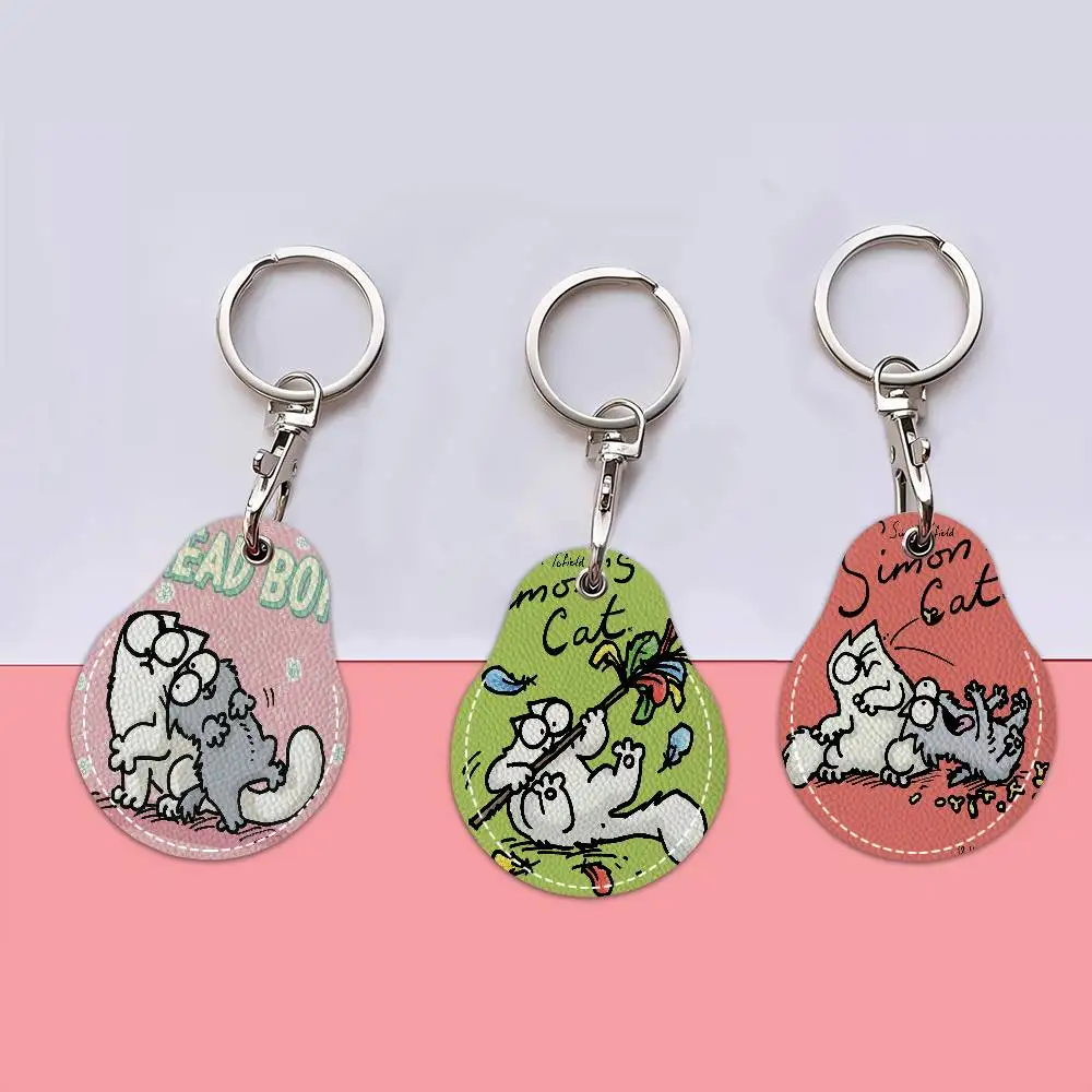 

S-Simons C-Cat для мужчин и женщин, универсальный антикоррозийный брелок из искусственной кожи, держатель для карт доступа, кольцо для ключей